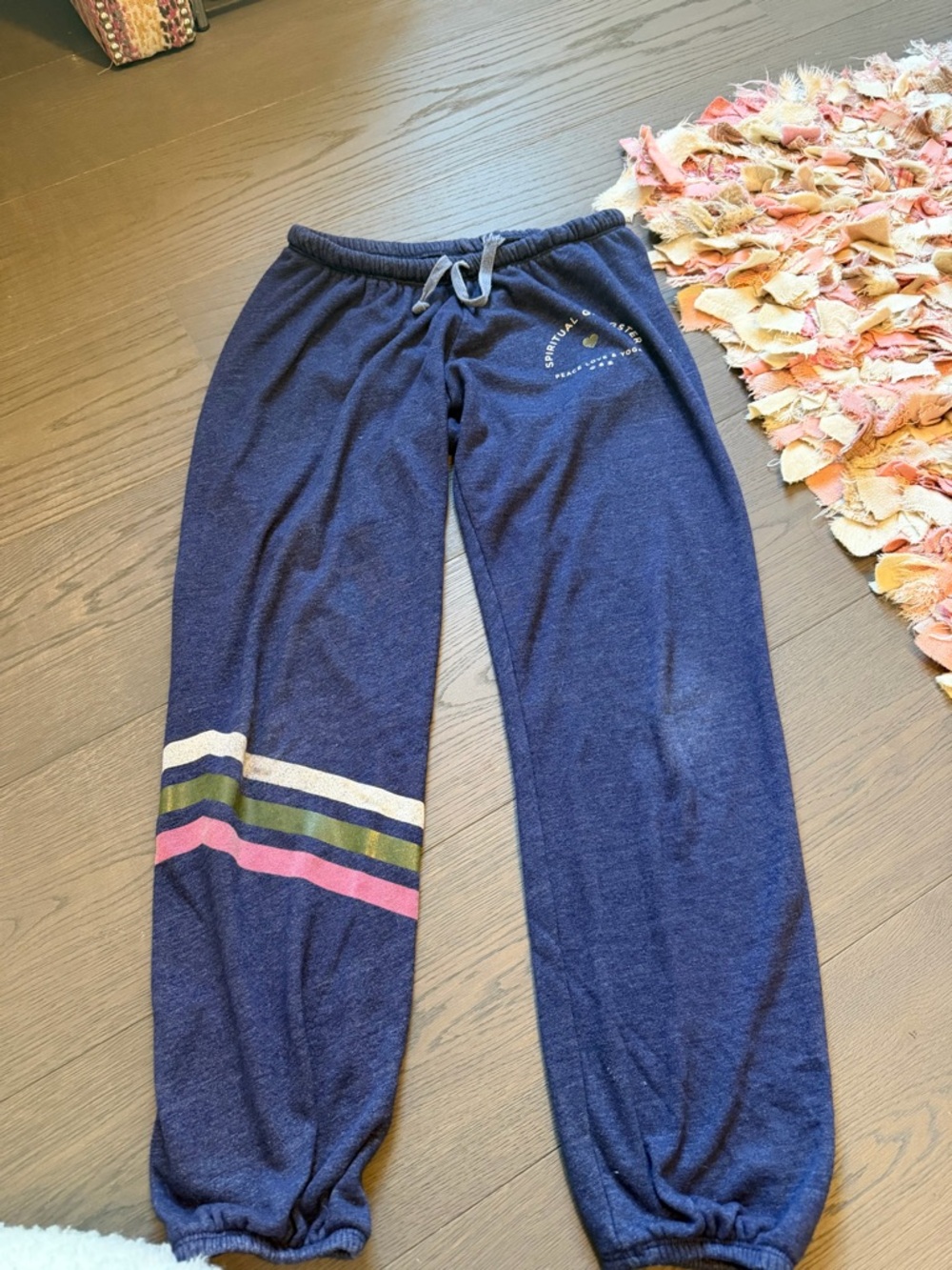 Spiritual Gangster Navy Cozy Sweatpants with Striped Accent